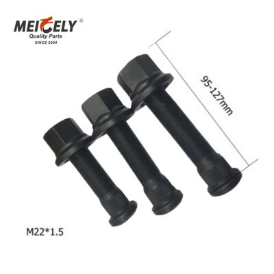เครื่องขัดล้อรถบรรทุกหนัก M22x1.5 Hex Bolt - เกรด 10.9 สแตนเลสสแตนเลสที่มีพื้นผิวสีดํา